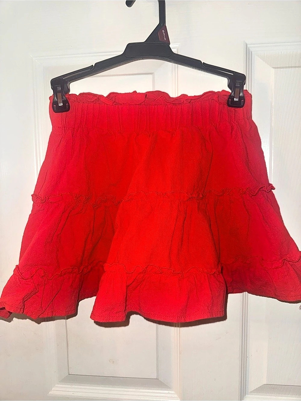 SHEIN Petite High Waist Layered Hem Ruffle Skirt Red Petite XXS